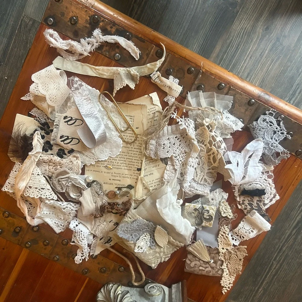 Bundle of mixed textiles for Junk Journal Etc. - Picture 6 of 10